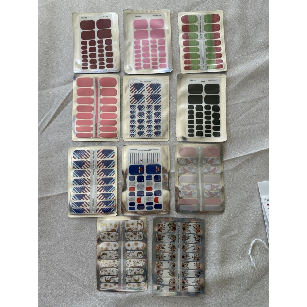 Lily & Fox Self-Adhesive Nail Strips Lot whith 11